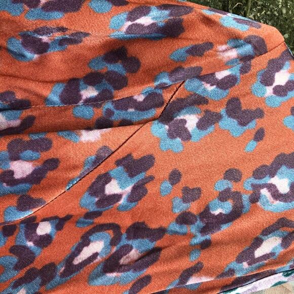 Rachel Antonoff Dress Willow Purple Orange Color Block Leopard Wrap xs NEW - Picture 5 of 9